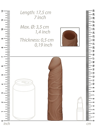 Penis Sleeve Extender Realistic Veiny 7 in. Tan