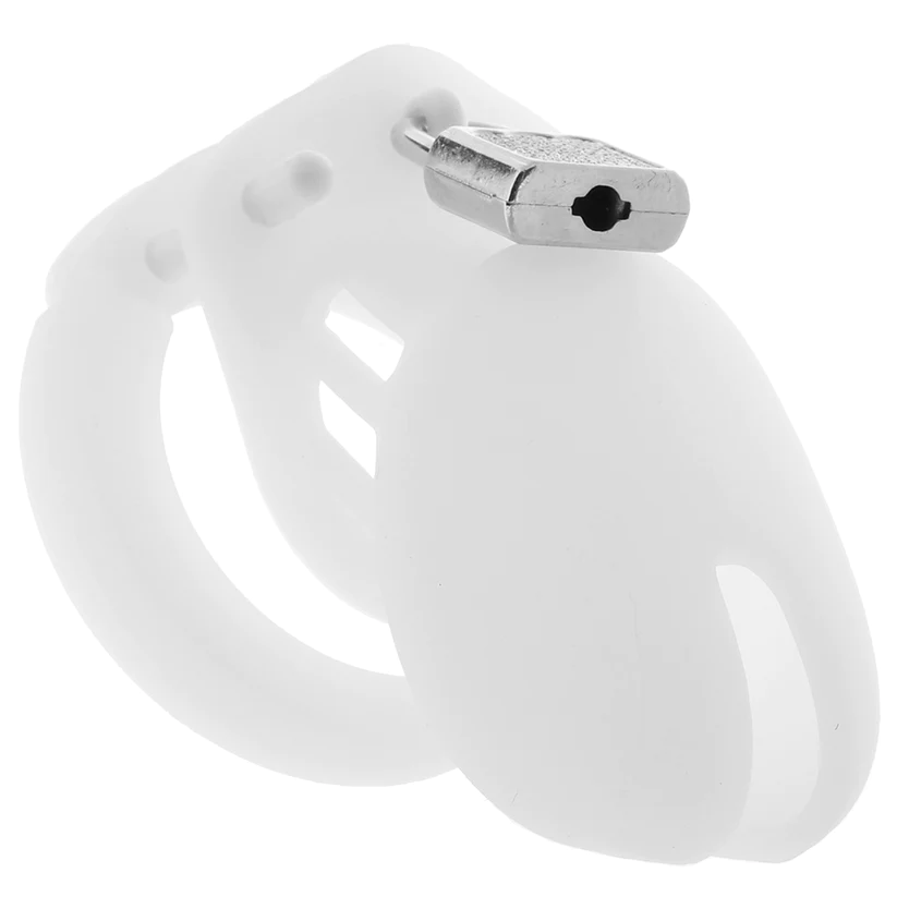 Blue Line Silicone Chastity Cock Cage White