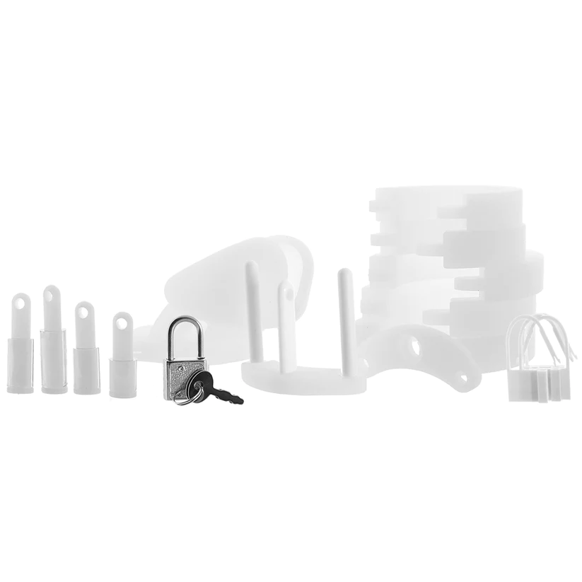 Blue Line Silicone Chastity Cock Cage White