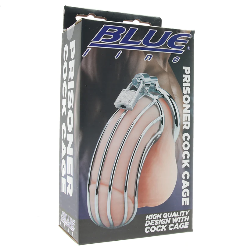 Blue Line Prisoner Cock Cage Silver
