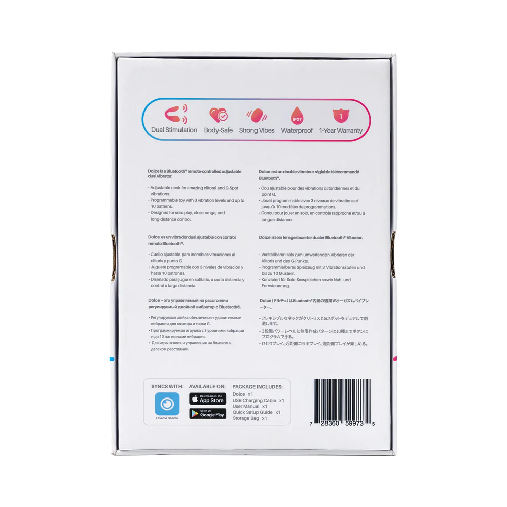 Lovense Dolce Bluetooth Adjustable Dual Vibrator (79178) | SlipDix.com