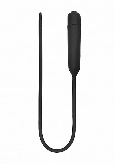Ouch! Urethral Sounding Extra Long Silicone Vibrating Bullet Plug Black