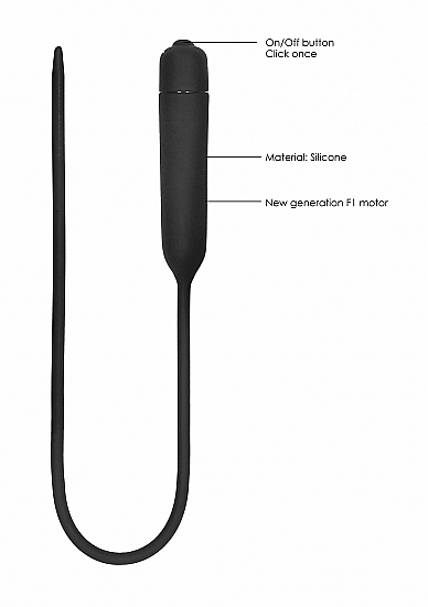 Ouch! Urethral Sounding Extra Long Silicone Vibrating Bullet Plug Black