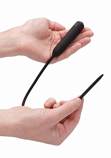 Ouch! Urethral Sounding Extra Long Silicone Vibrating Bullet Plug Black