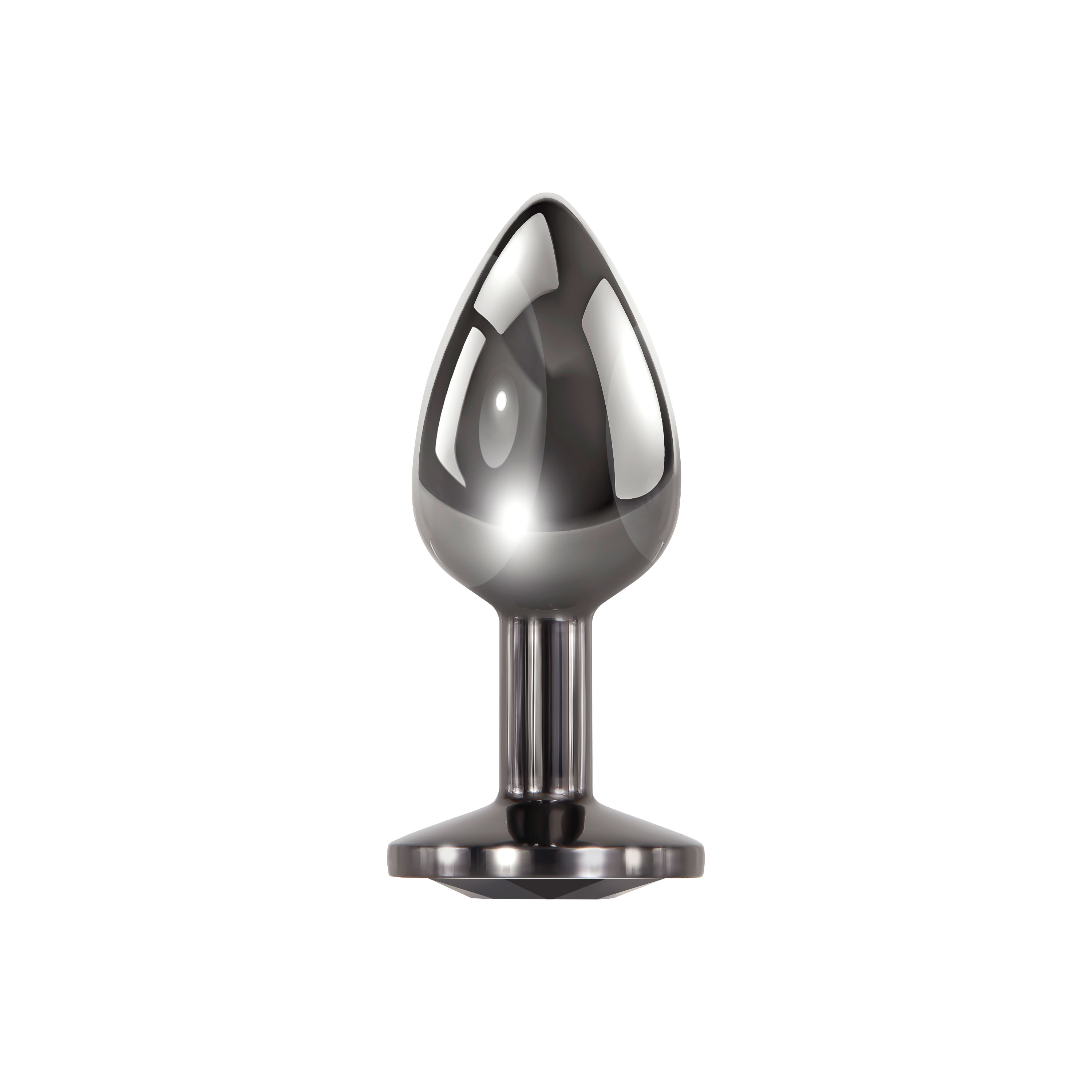 Anal Metal Butt Plug with Black Gem Small