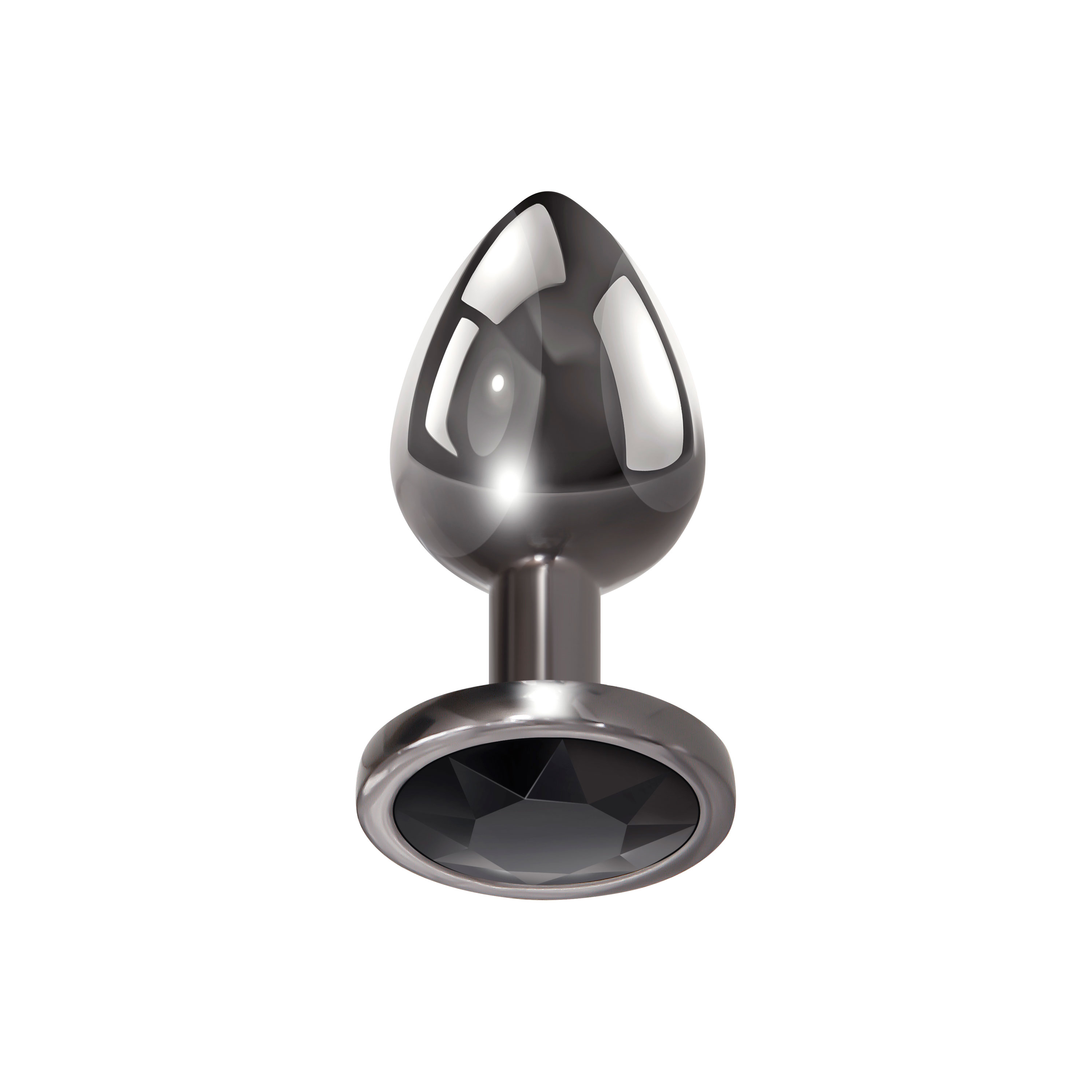 Anal Metal Butt Plug with Black Gem Small