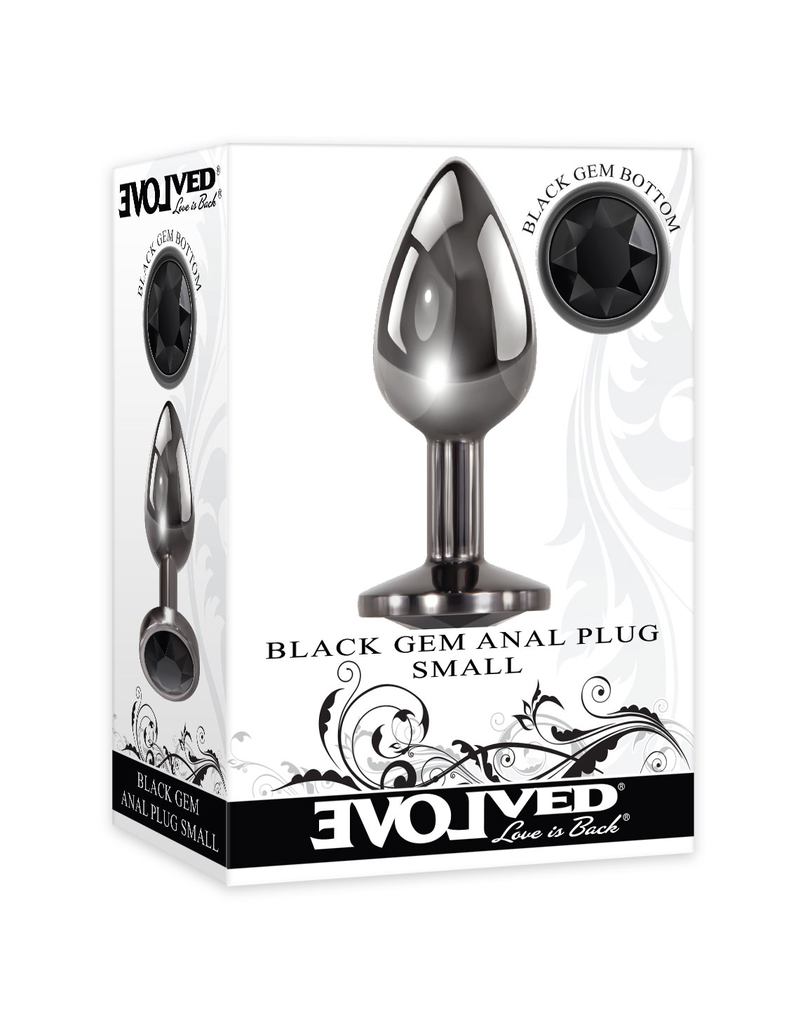 Anal Metal Butt Plug with Black Gem Small