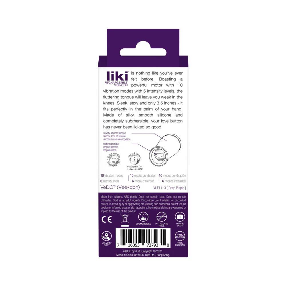 VeDO Liki Silicone Flicking Clitoral Vibrator Purple