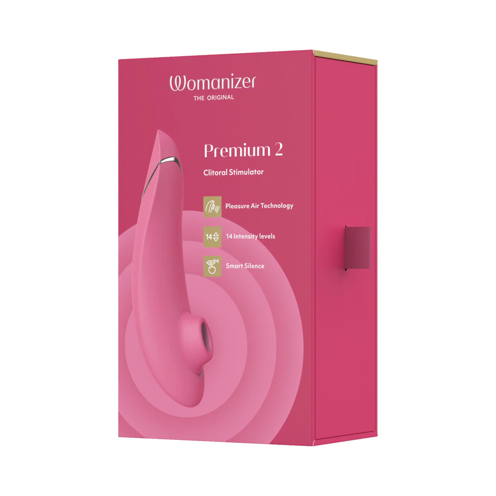 Womanizer Premium 2 Silicone Luxurious Pleasure Air Clitoral Stimulator Raspberry