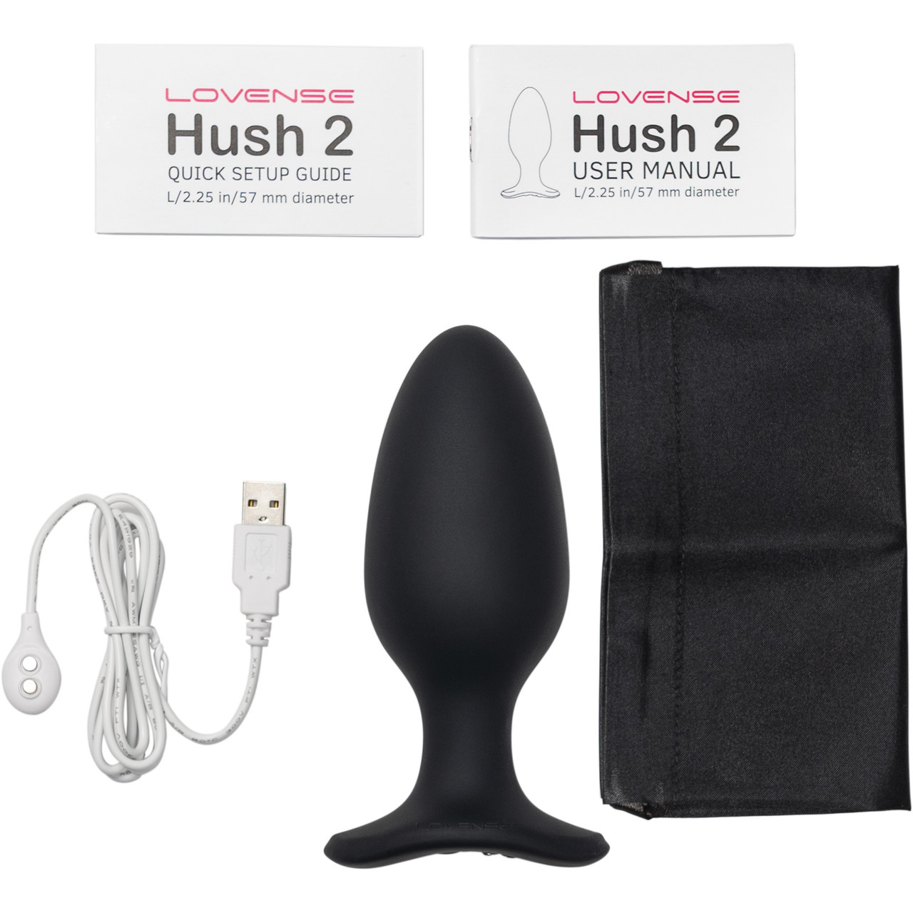 Lovense Hush 2 Bluetooth Remote-Controlled Vibrating Butt Plug L 2.25 in.
