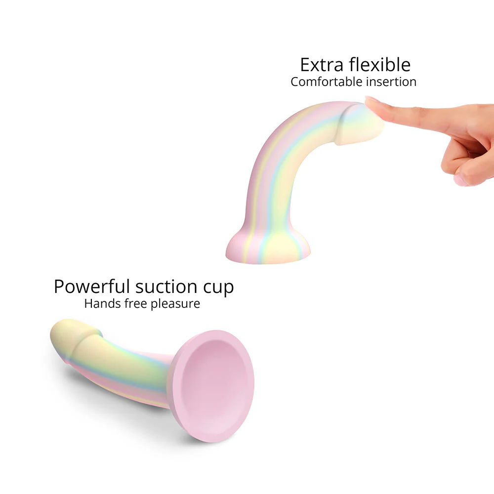7 in. Fantasia Glow-in-the-Dark Silicone Dildo Pastel
