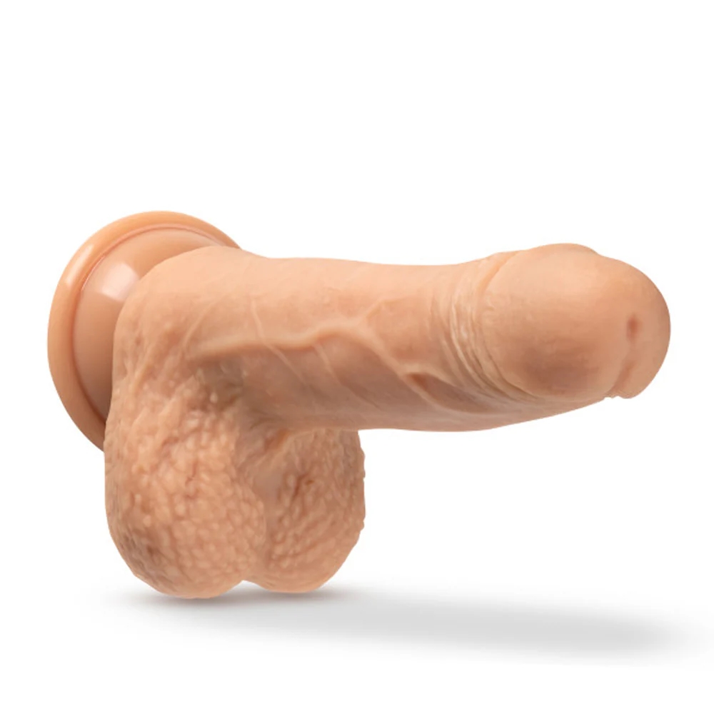 7 in. Realistic Thumping Dildo with Balls & Remote Beige
