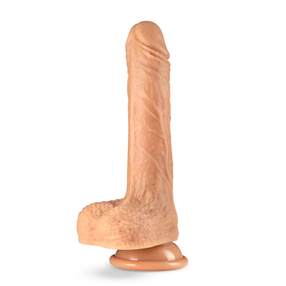7 in. Realistic Thumping Dildo with Balls & Remote Beige