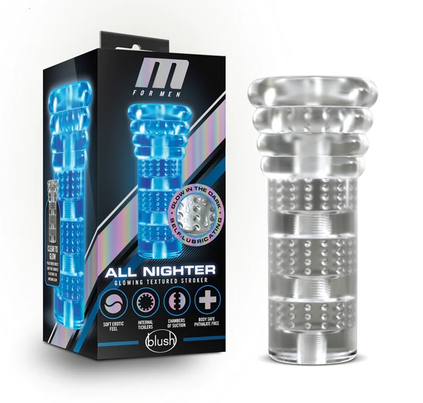 M for Men All Nighter Glow Textured Stroker Clear