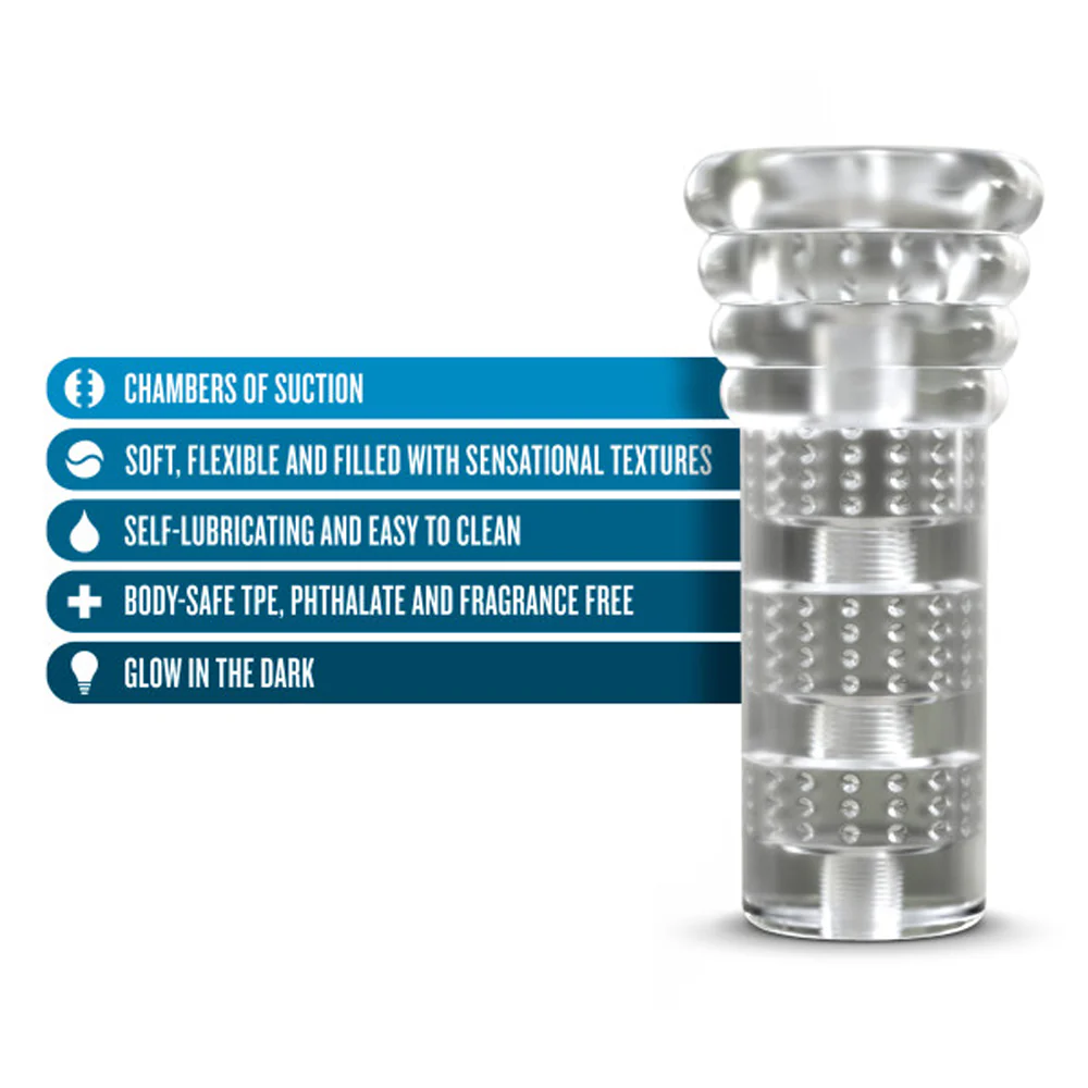 M for Men All Nighter Glow Textured Stroker Clear