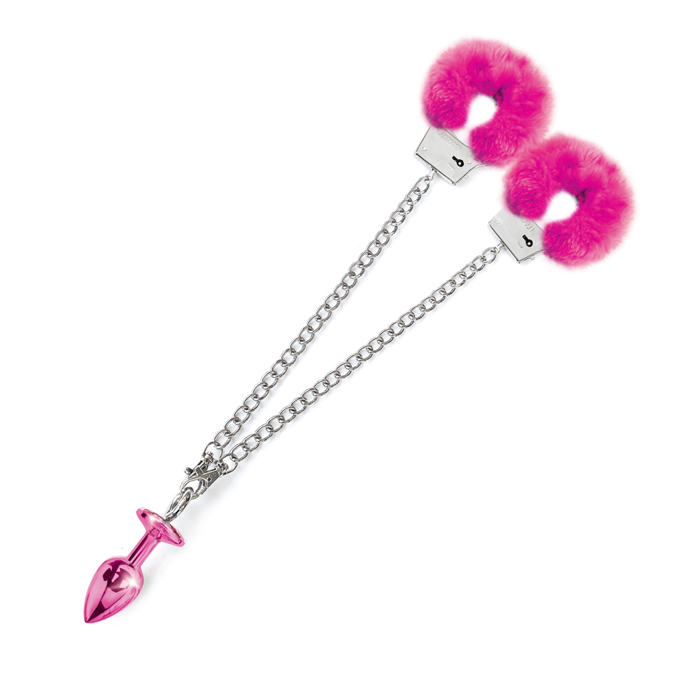 Nixie Metal Butt Plug & Furry Handcuff Set