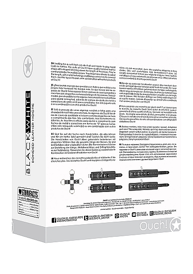 Ouch! Bonded Leather Hogtie With Hand & Ankle Cuffs Black