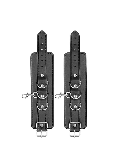 Ouch! Bonded Leather Hogtie With Hand & Ankle Cuffs Black