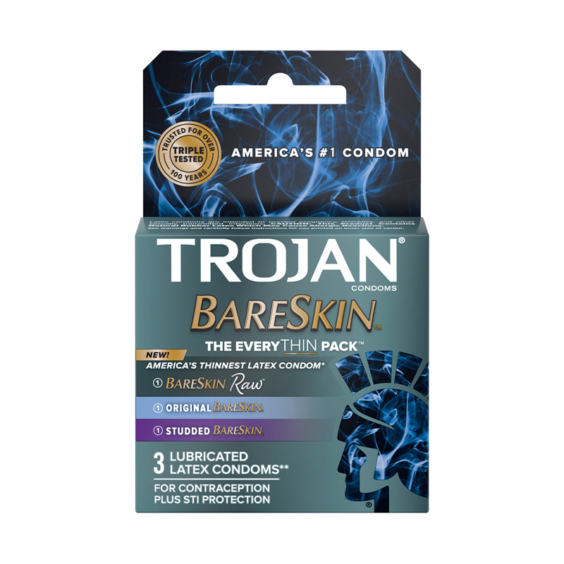 Trojan Bareskin EveryThin 3-Pack - Bareskin Raw, Original, & Studded