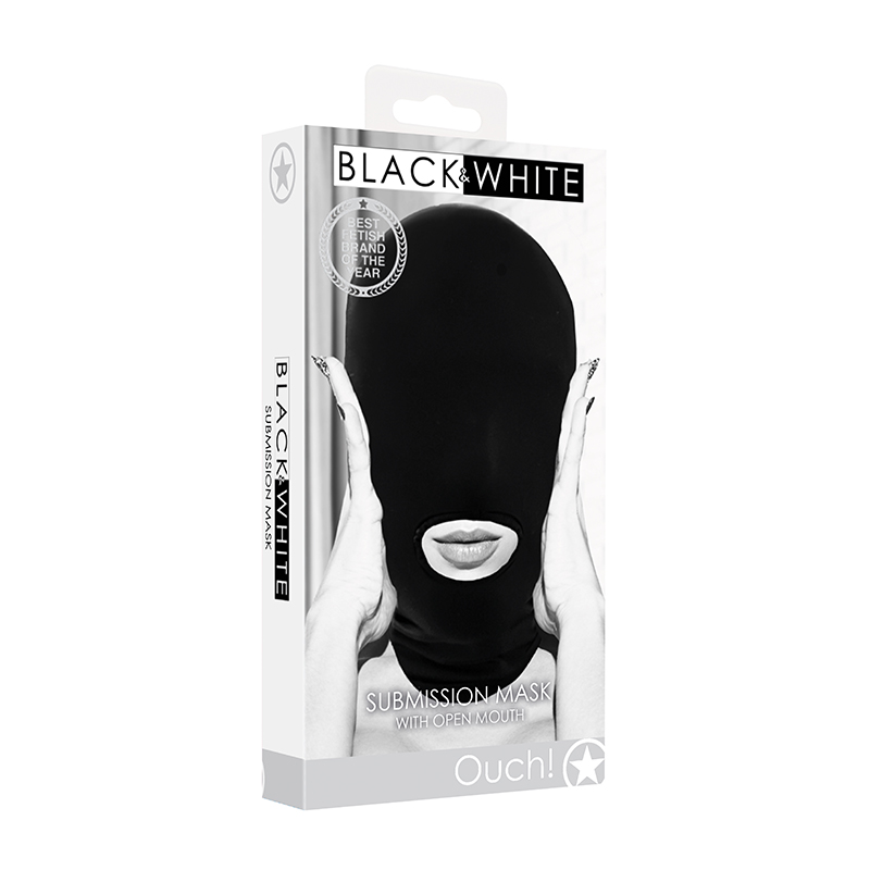 Ouch! Submission Mask with Open Mouth Black