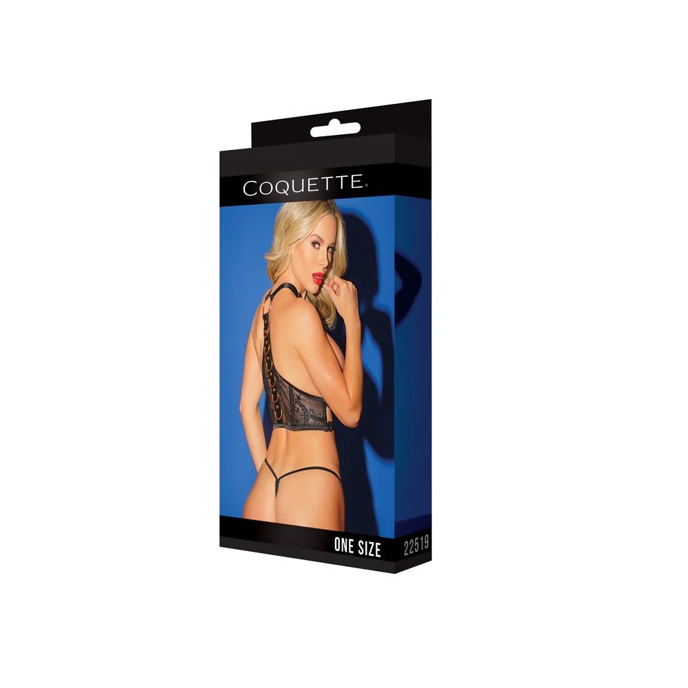 Black Label Harness with Adjustable Choker Black/Rose Gold