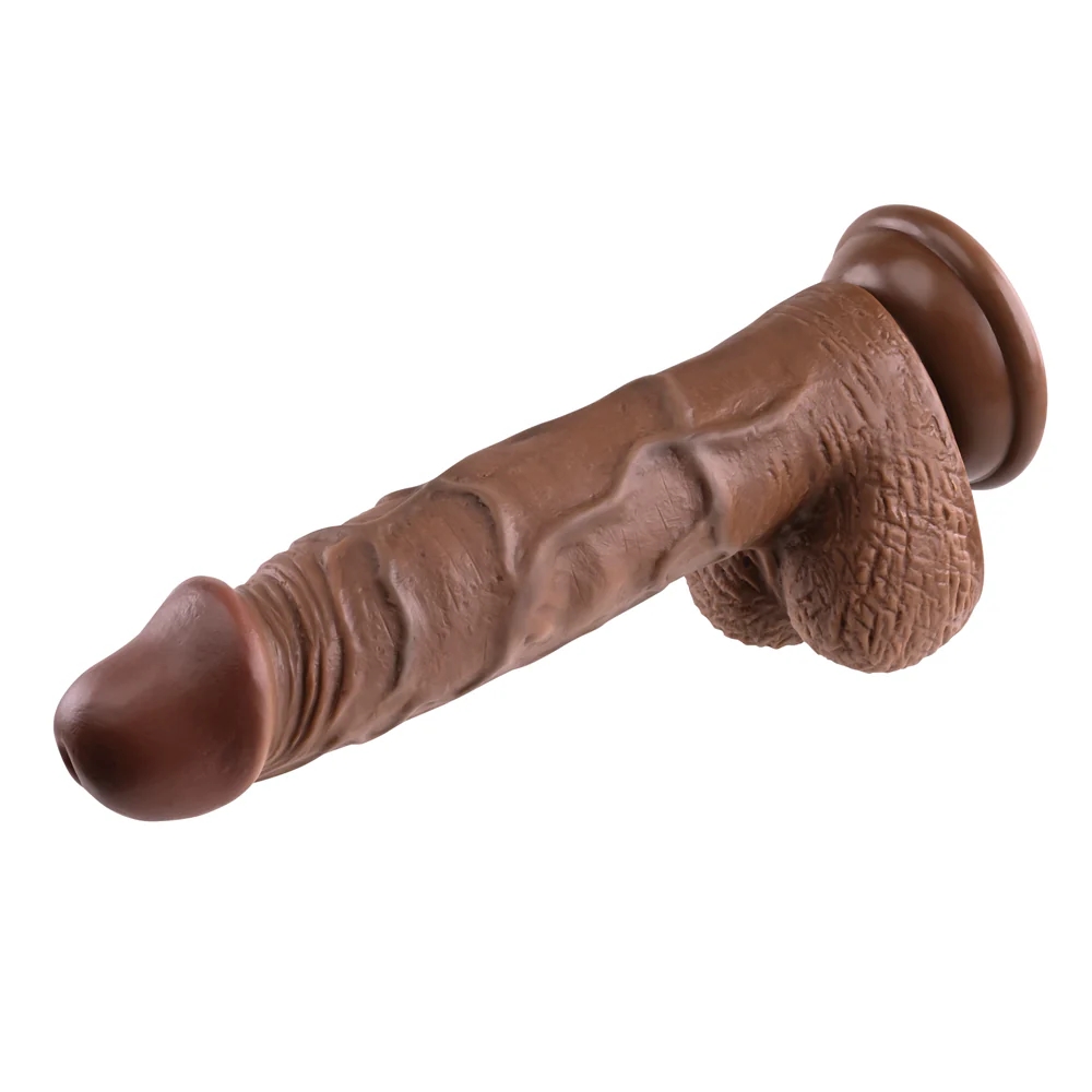 8 in. Realistic Dildo with Balls Brown