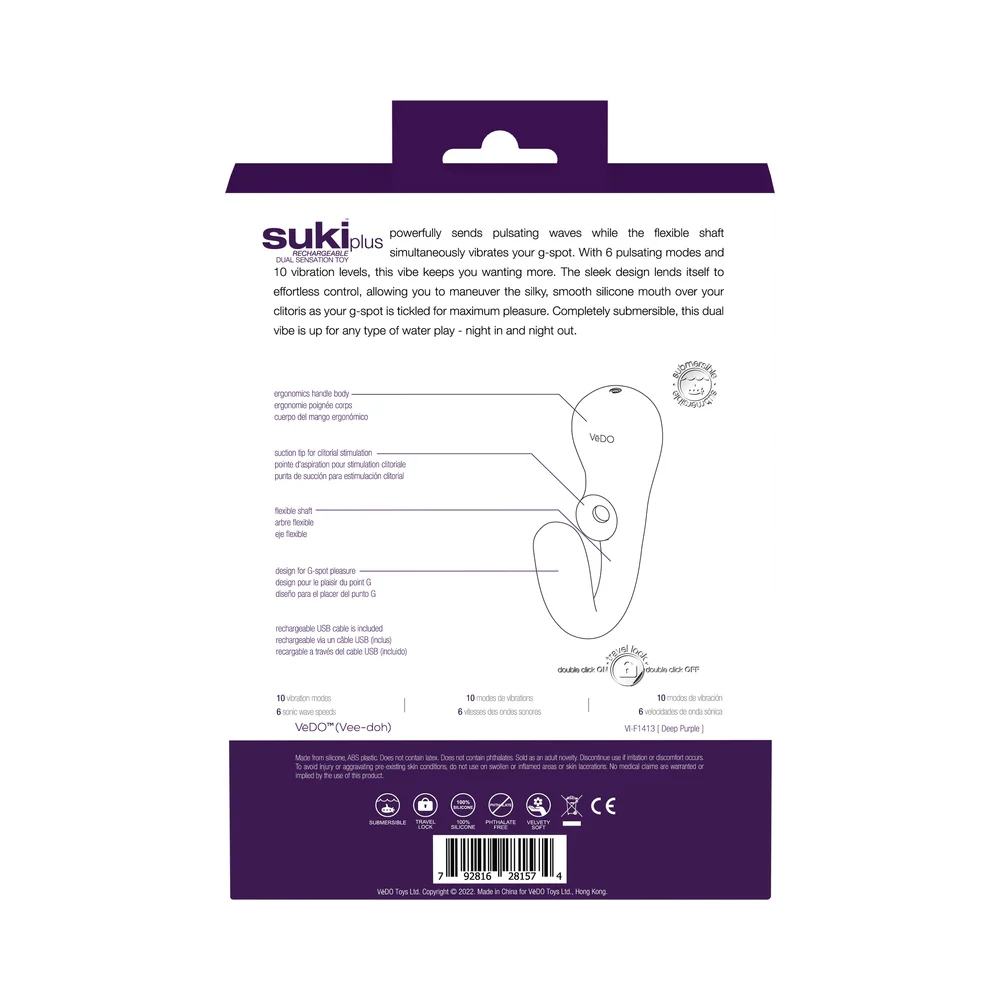 VeDO Suki Plus Dual Sonic Clitoral & G Spot Vibrator Purple