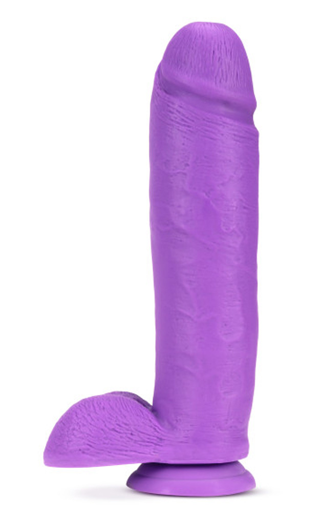 11 in. Dual Density Realistic Dildo with Balls Neon Purple