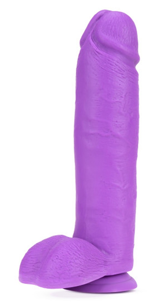 11 in. Dual Density Realistic Dildo with Balls Neon Purple