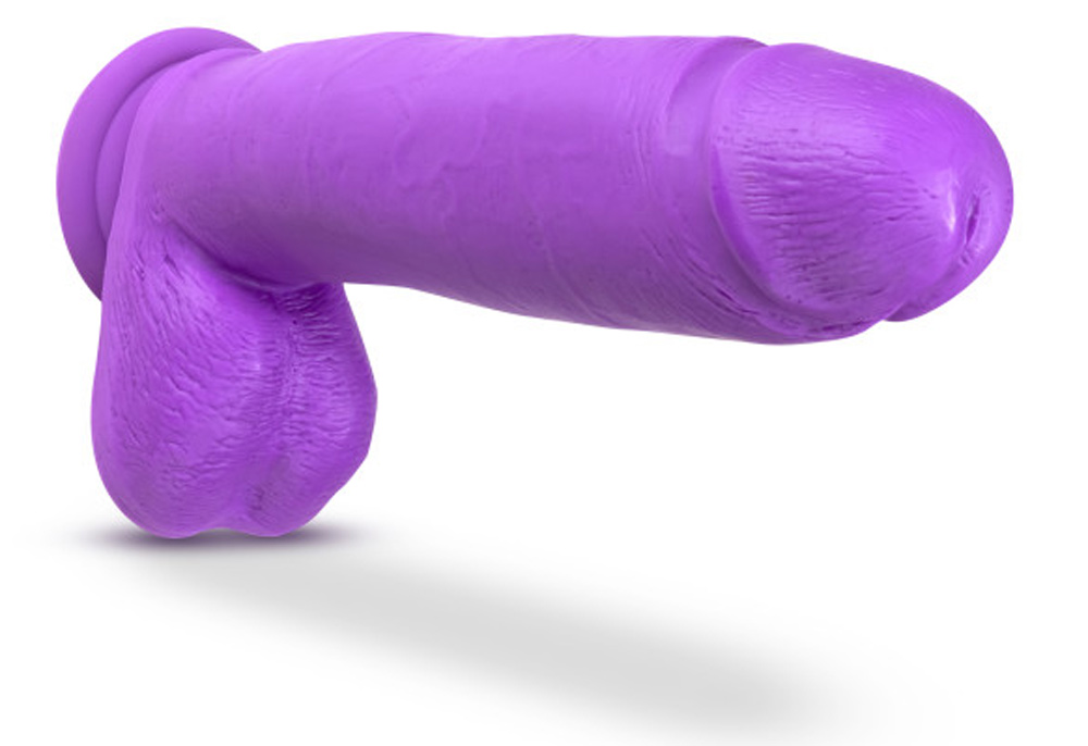 11 in. Dual Density Realistic Dildo with Balls Neon Purple
