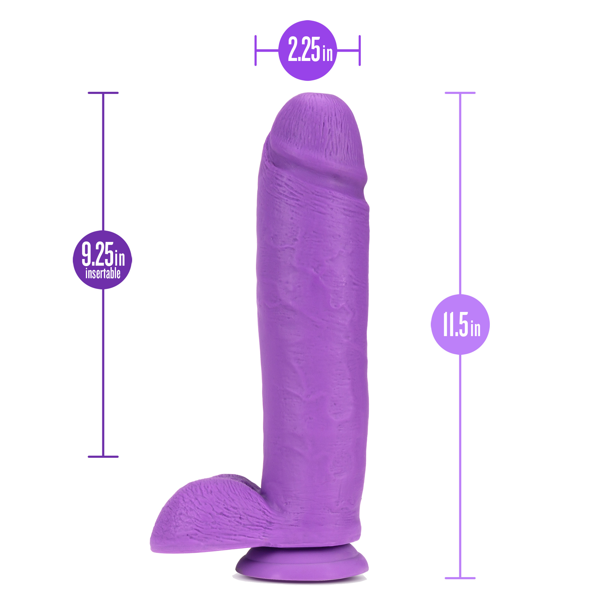 11 in. Dual Density Realistic Dildo with Balls Neon Purple
