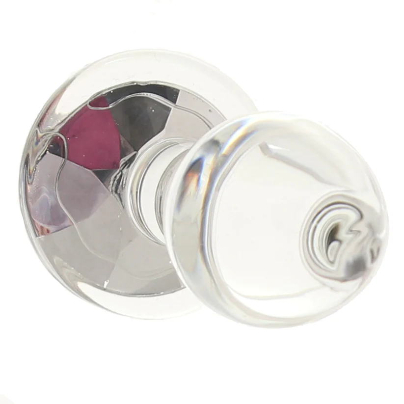 Anal Glass Butt Plug with Rainbow Gem Small