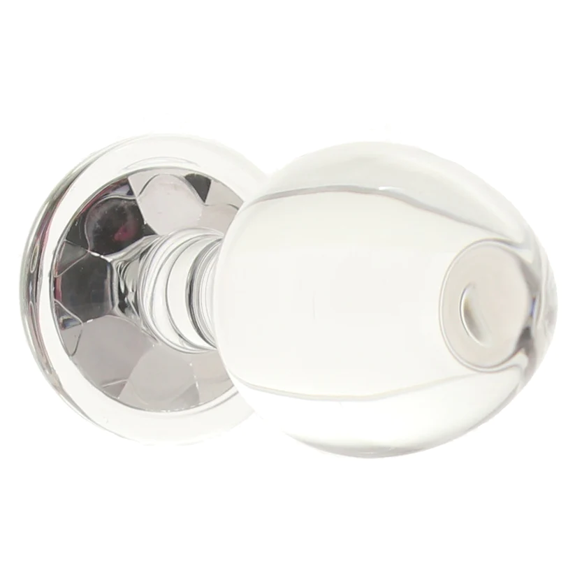 Anal Glass Butt Plug with Rainbow Gem Medium