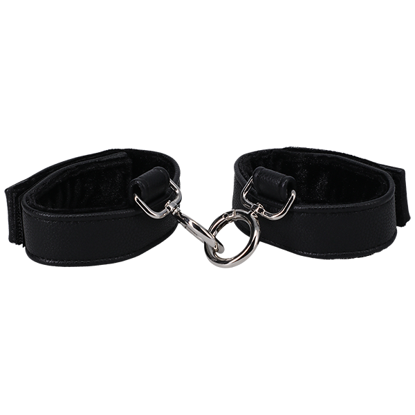 Faux Leather Handcuffs with Velvet Lining Black