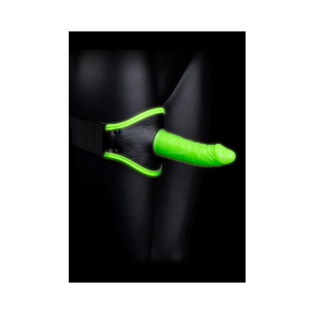 Glow in the Dark Thigh Strap-On Harness with 5 inch Dildo Green