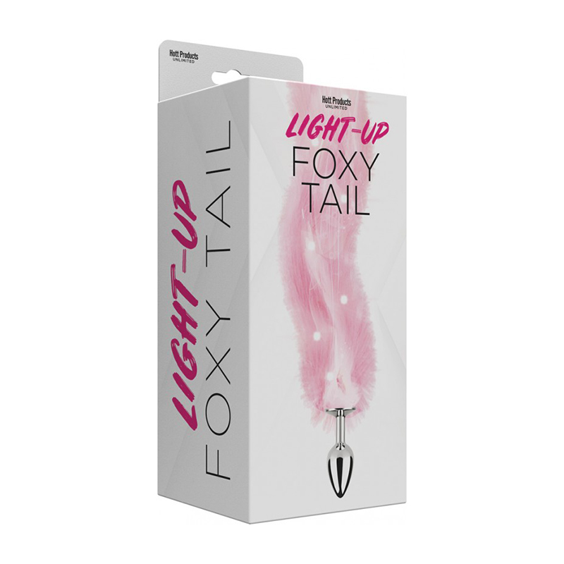 Anal Tail Foxy Light Up Faux Fur Butt Plug With Light Pink