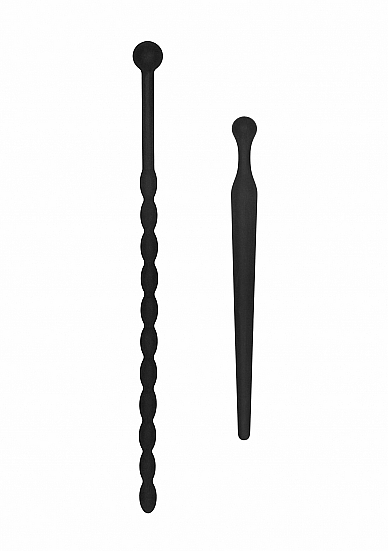 Ouch! Urethral Sounding Beginners Silicone Plug Set Black 8 mm / 10 mm