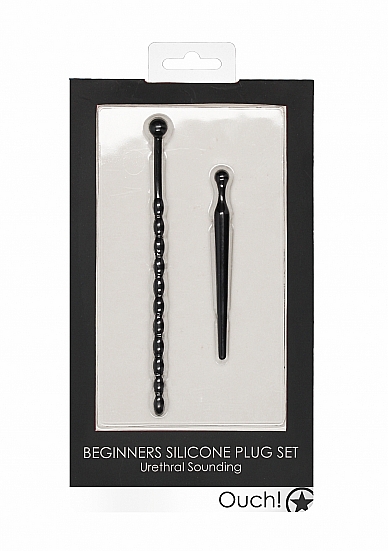 Ouch! Urethral Sounding Beginners Silicone Plug Set Black 8 mm / 10 mm