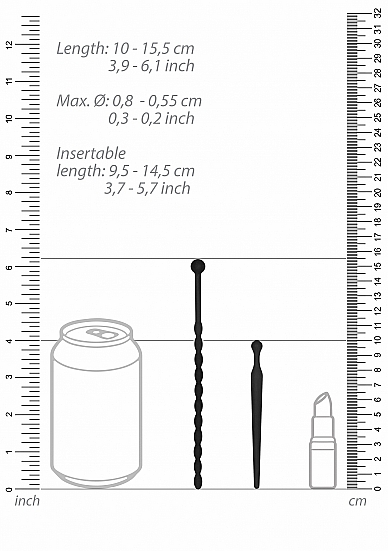 Ouch! Urethral Sounding Beginners Silicone Plug Set Black 8 mm / 10 mm
