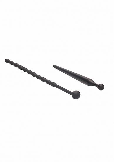 Ouch! Urethral Sounding Beginners Silicone Plug Set Black 8 mm / 10 mm