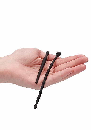 Ouch! Urethral Sounding Beginners Silicone Plug Set Black 8 mm / 10 mm