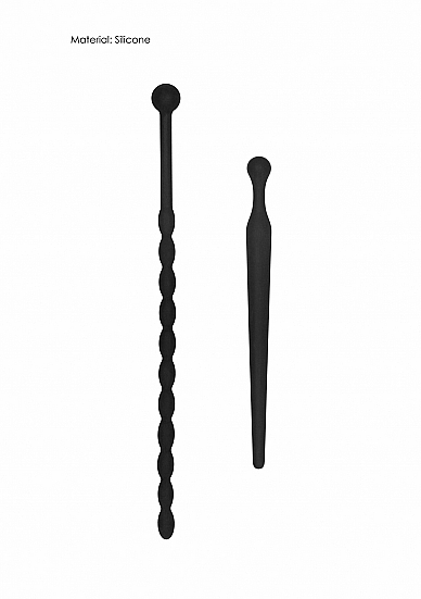 Ouch! Urethral Sounding Beginners Silicone Plug Set Black 8 mm / 10 mm