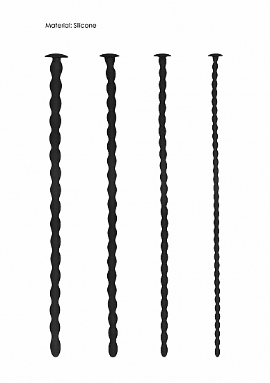 Ouch! Urethral Sounding Advanced Silicone Spiral Screw Plug Set Black 7 mm / 8 mm / 9 mm / 10 mm