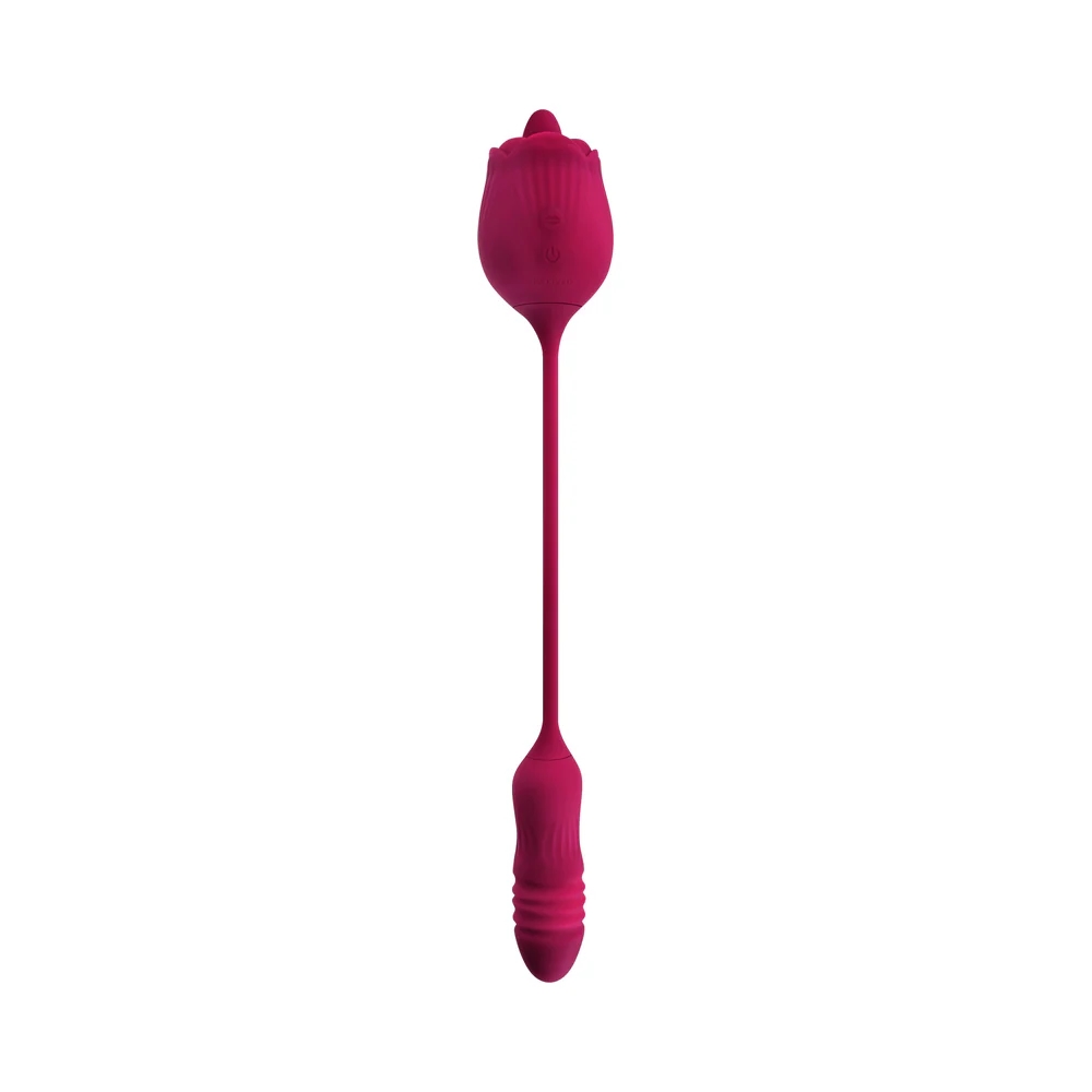 Thrusting Bullet & Flicking Tongue Rose Vibrator