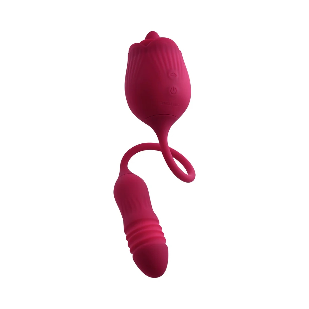 Thrusting Bullet & Flicking Tongue Rose Vibrator