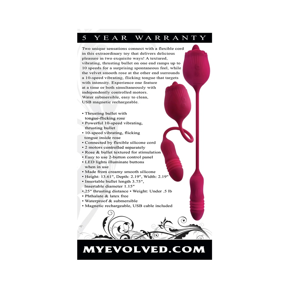 Thrusting Bullet & Flicking Tongue Rose Vibrator