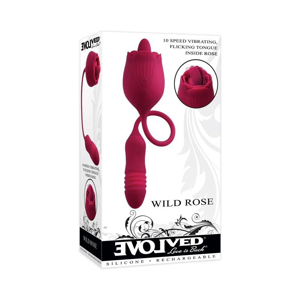 Thrusting Bullet & Flicking Tongue Rose Vibrator
