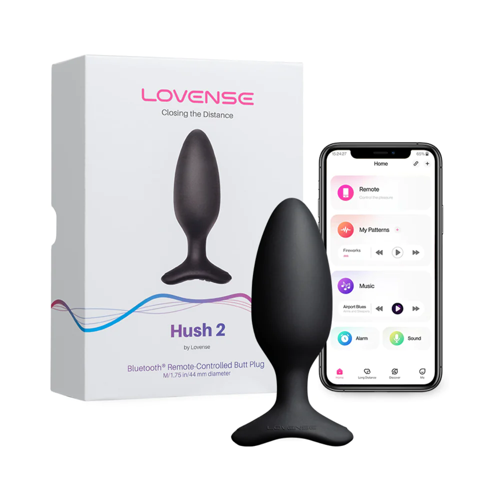Lovense Hush 2 Bluetooth Remote-Controlled Vibrating Butt Plug M 1.75 in. (84135) | SlipDix.com