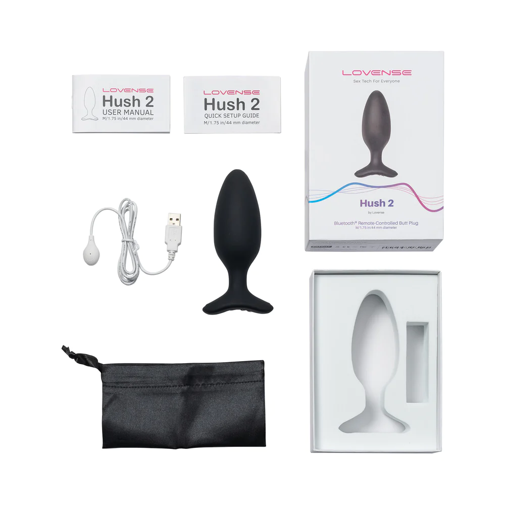 Lovense Hush 2 Bluetooth Remote-Controlled Vibrating Butt Plug M 1.75 in. (84135) | SlipDix.com