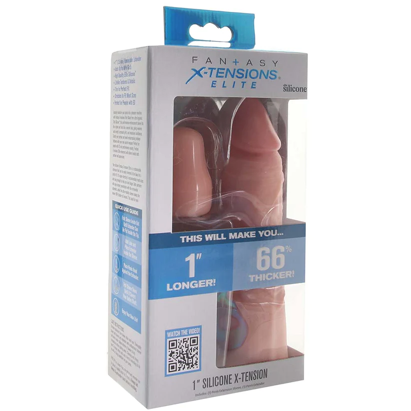 X-tensions Elite 6 in. Silicone Extension with Strap & 2 in. Extender Beige
